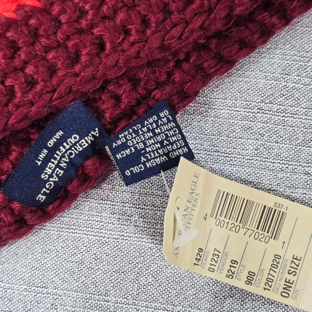 American Eagle Rainbow Stripe NWT Wool Blend Hand Knit Scarf Cozy Warm Winter